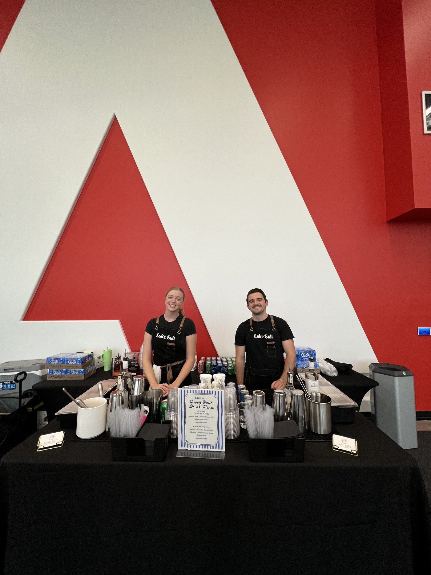 Lake Salt team bartending at Adobe Lehi campus